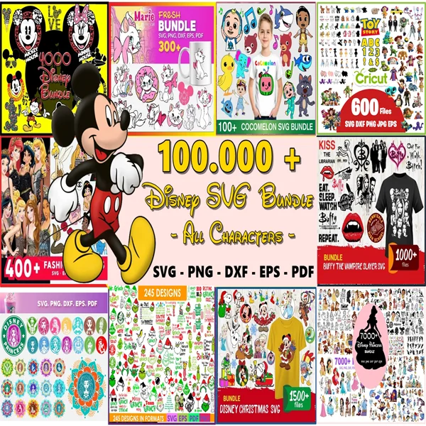 Kids disney svg bundle 100.000+