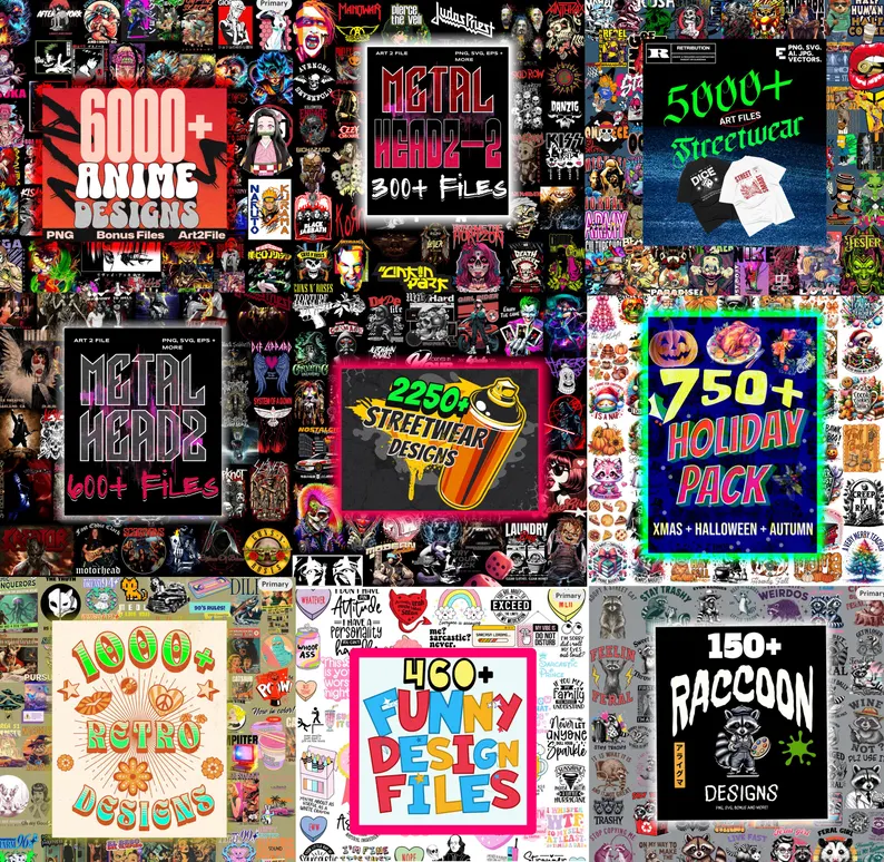 16,000+ Digital Art Mega Bundle: Streetwear, Anime, Memes (POD T-Shirt Graphics)(Digital Download)
